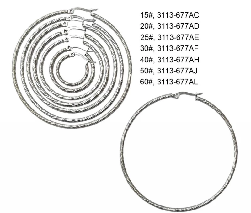 Kostibas 3113-677AC, Σκουλαρίκια κρίκοι, Ατσάλι, ΤΕ, Ασημί