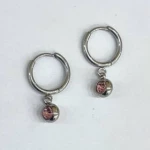 Kostibas 3113-714AR, Σκουλαρίκια Κρίκοι, Ατσάλι, Ασημί/Ροζ