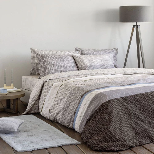 Σεντόνια Sharp Με Λάστιχο (Σετ 3τμχ) Beige-Brown Nima Μονό 100x232cm 100% Βαμβάκι