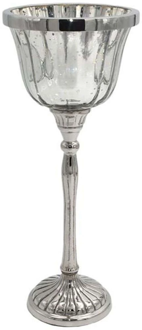 Κηροπήγιο 950-124-003 13x33cm Silver Γυαλί