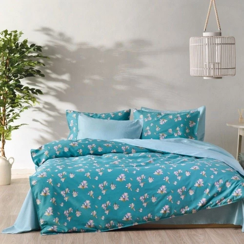 Σεντόνια Soledad (Σετ 4τμχ) Turqoise-Light Pink Kentia Υπέρδιπλo 240x270cm 100% Βαμβακοσατέν