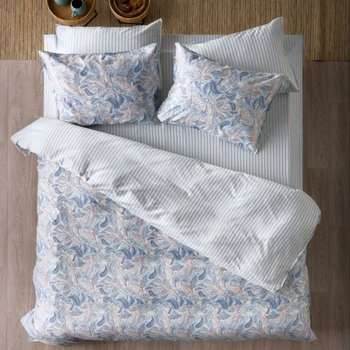 Σεντόνια Saige 01 (Σετ 4τμχ) Ciel-Beige Kentia Υπέρδιπλo 240x270cm 100% Βαμβακοσατέν