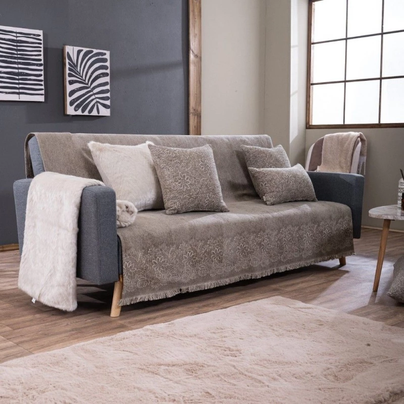 Ριχτάρι Mineapolis 07 Choco Teoran Τριθέσιο 180x300cm Βαμβάκι-Ακρυλικό