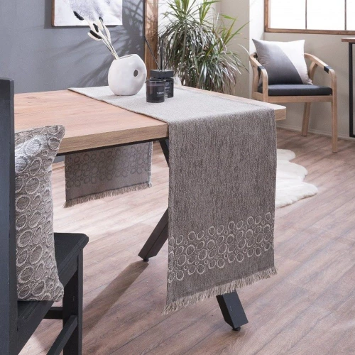 Τραβέρσα Maryland 03 Taupe Teoran 45X180 Βαμβάκι-Ακρυλικό