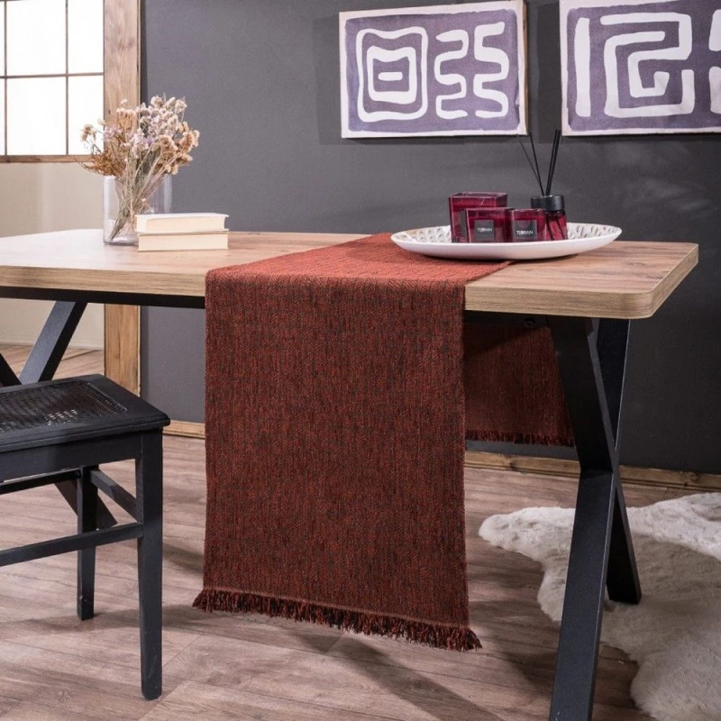 Τραβέρσα Lancaster 05 Bordo Teoran 45X180 Βαμβάκι-Ακρυλικό