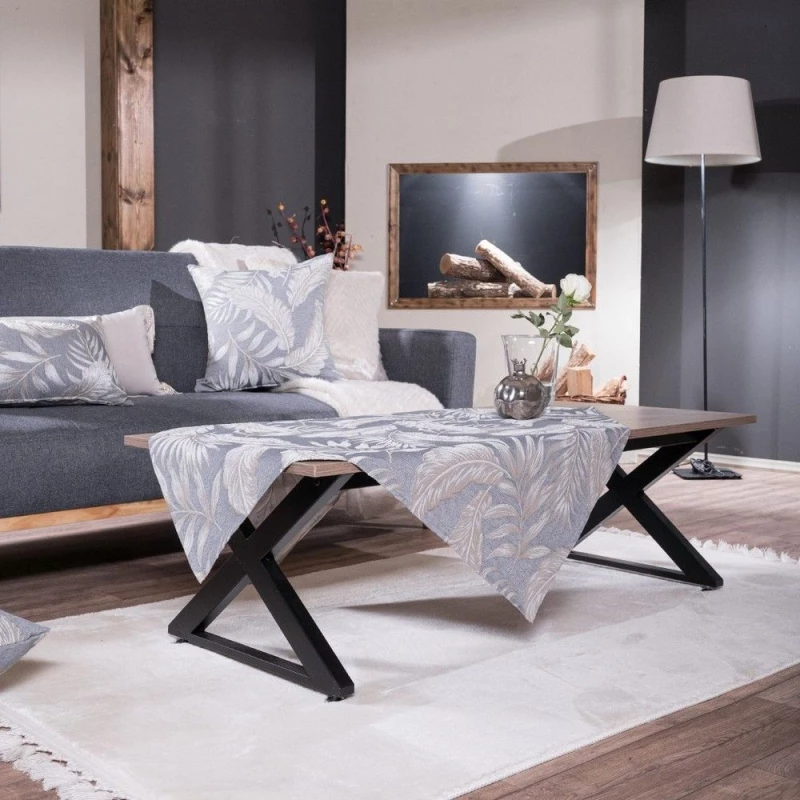 Καρέ Beatrice 11 Grey Teoran 90X90cm Βαμβάκι-Πολυέστερ