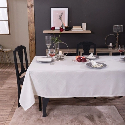 Τραπεζομάντηλο Lavezzi Με Πετσέτες Φαγητού (Σετ 13τμχ) Off White Teoran 160X250 Βαμβάκι-Πολυέστερ