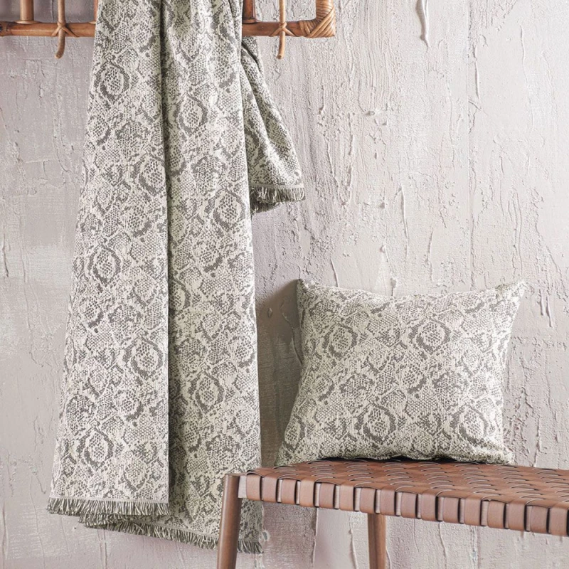 Ριχτάρι Snake Beige Ρυθμός Τετραθέσιο 180x330cm Βαμβάκι-Chenille