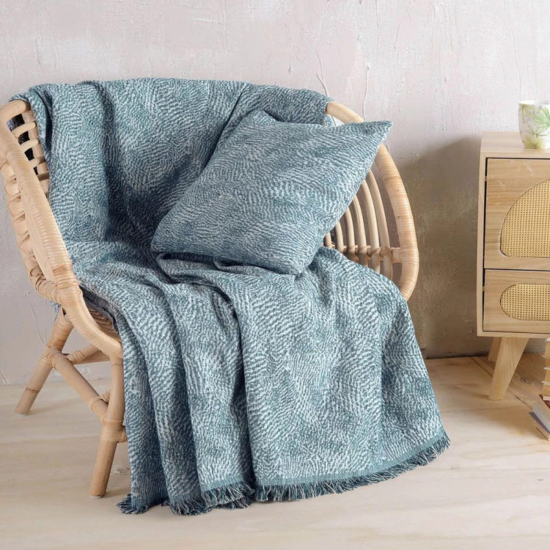 Ριχτάρι Fidel Blue Ρυθμός Πολυθρόνα 160x180cm Βαμβάκι-Chenille