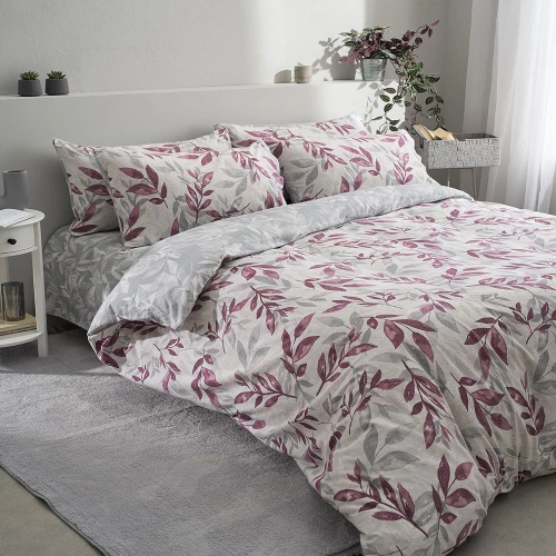 Σεντόνια Φανελένια Aspa-2 Με Λάστιχο (Σετ 3τμχ) Purple Vesta Home Μονό 100x240cm 100% Βαμβακερή Φανέλα