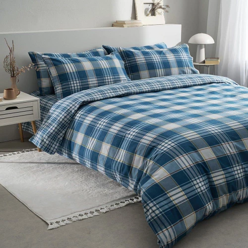 Σεντόνια Φανελένια Oslo-2 (Σετ 3τμχ) Blue Vesta Home Μονό 170x270cm 100% Βαμβακερή Φανέλα