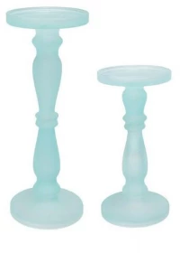 Κηροπήγιο Γυάλινο (Σετ 2Τμχ) Frosted 70460-FRAQ-DS-SA Light Blue Artekko Γυαλί