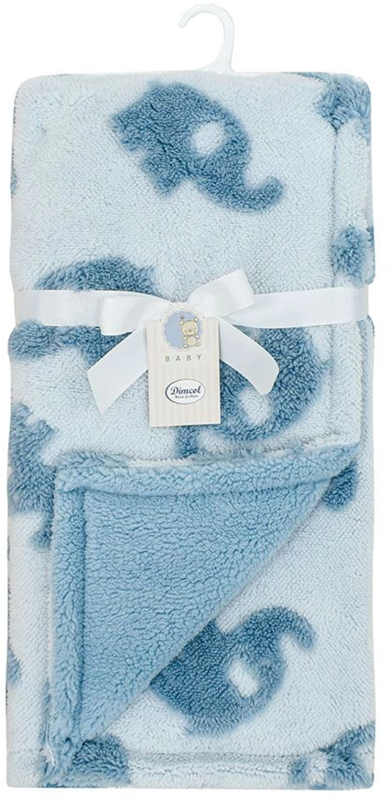 Κουβέρτα Βρεφική Sherpa Jacquard Elephant 08 Sky Blue DimCol Αγκαλιάς 75x100cm Πολυέστερ
