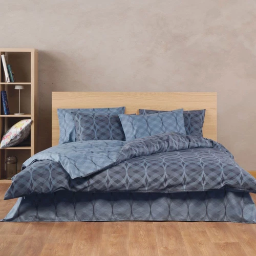 Σεντόνια Jentry 01 (Σετ 3τμχ) Blue Kentia Μονό 160x270cm 100% Βαμβάκι