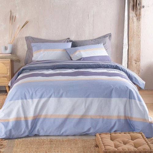 Πάπλωμα Boost (Σετ 3τμχ) Blue Ρυθμός Υπέρδιπλo 220x240cm 100% Βαμβάκι