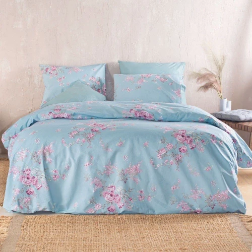 Πάπλωμα Springtime (Σετ 3τμχ) Blue Ρυθμός Υπέρδιπλo 220x240cm 100% Βαμβάκι