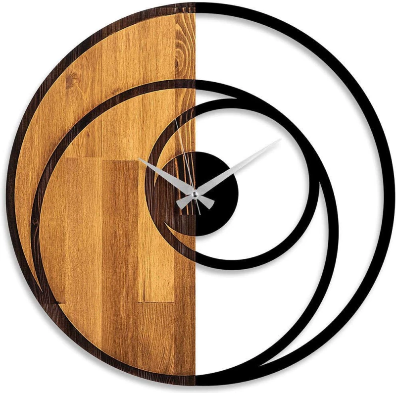 Ρολόι Τοίχου Circle 539TNL1144 56x3x56cm Walnut-Black Wallity Μέταλλο,Ξύλο