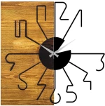 Ρολόι Τοίχου 539TNL1129 58x3x58cm Walnut-Black Wallity Μέταλλο,Ξύλο