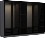Ντουλάπα Εξάφυλλη Kale 506MNR2731 270x52x210cm Anthracite-Black Εξάφυλλη