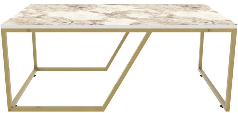 Τραπέζι Σαλονιού Wendy 322RTC1205 120x60x48cm Marble Effect White-Gold