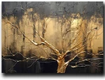 Πίνακας Καμβάς 895FNA1206 100x70cm Black-Gold Wallity Οριζόντιοι Ξύλο, Καμβάς