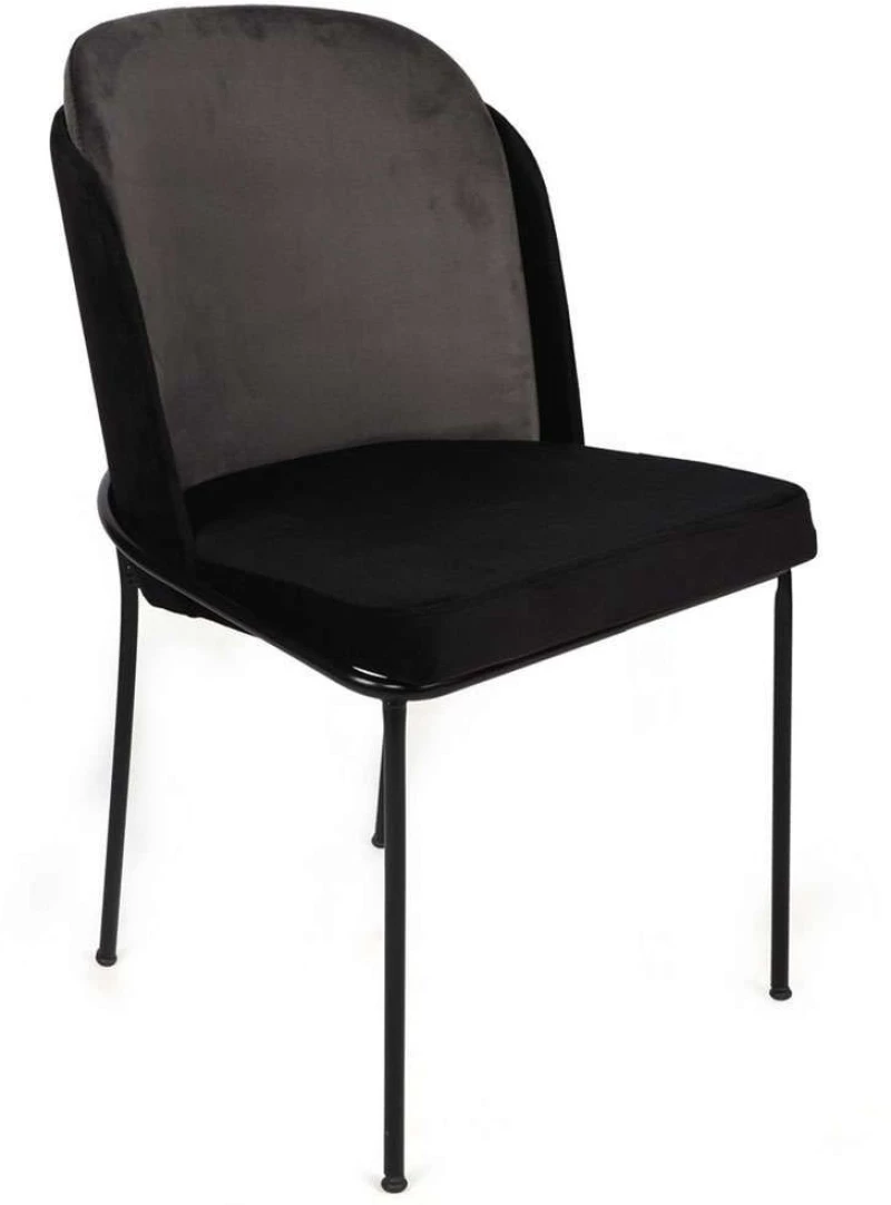 Καρέκλα Dore (Σετ 2Τμχ) 974NMB1652 54x55x86cm Grey-Black Βελούδο, Μέταλλο
