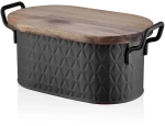 Ψωμιέρα 280TMA3174 22x40x18cm Black Hermia Μέταλλο