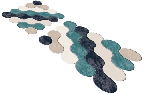 Πατάκια Μπάνιου 21011715Ma (Σετ 2τμχ) Petrol L'essentiel Maison 60x100cm Πολυέστερ