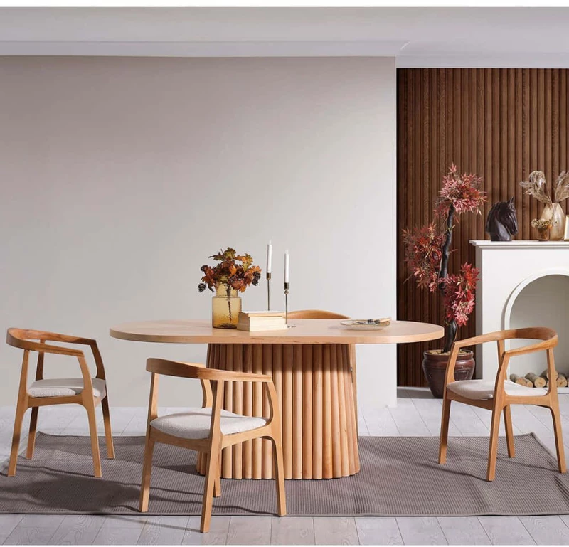 Τραπεζαρία Atlantis (Σετ 5Τμχ) 117FRF1502 170x90x75cm Natural 4 Θέσεων Mdf,Ξύλο