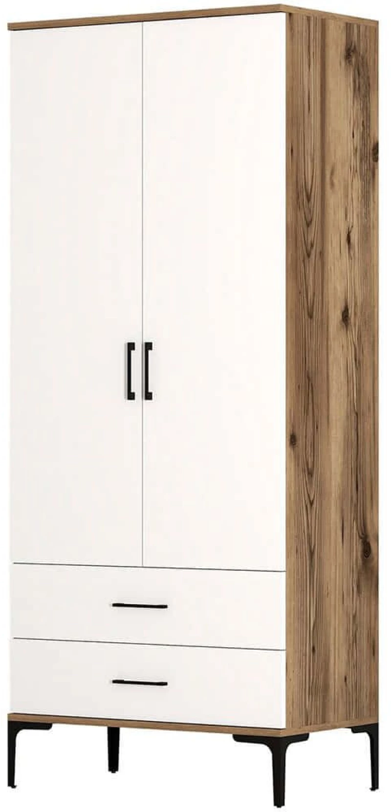 Ντουλάπα Δίφυλλη Kumsal 845HCT5415 80x47,5x201,4cm Walnut-White Δίφυλλη