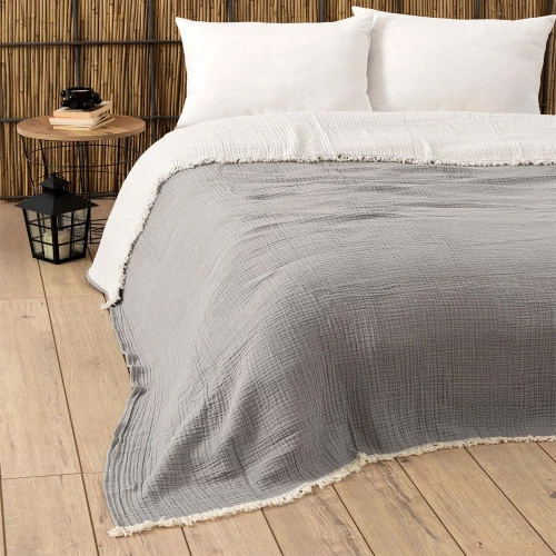 Κουβερλί Muslin Yarn Dyed 194DCH2214 Grey L'Εssentiel Maison Υπέρδιπλo 230x250cm 100% Βαμβάκι