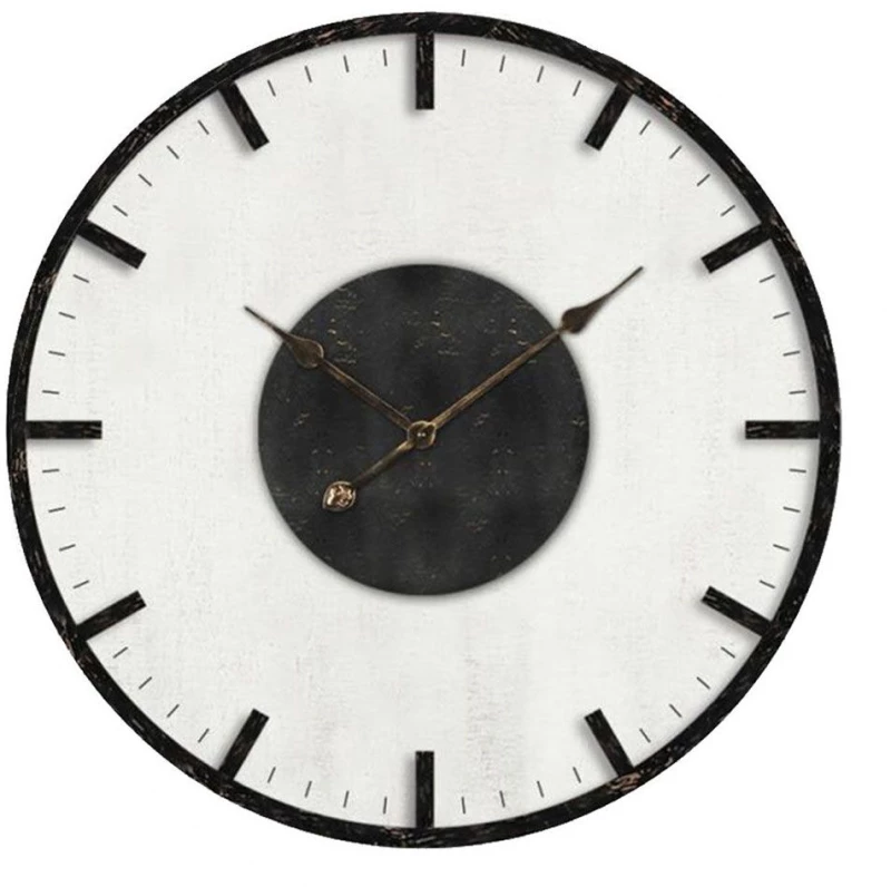 Ρολόι Τοίχου Genk 021964 Φ50x5cm White-Black-Bronze Mdf