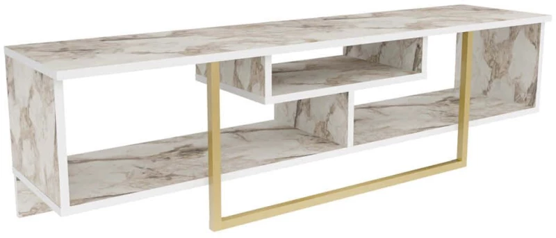 Έπιπλο Τηλεόρασης Asal 150 322RTC2111 150x35,2x40cm Marble Effect White-Gold