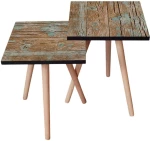 Τραπεζάκια Βοηθητικά (Σετ 2Τμχ) 481LNA2341 35x35x47/42cm Brown-Blue