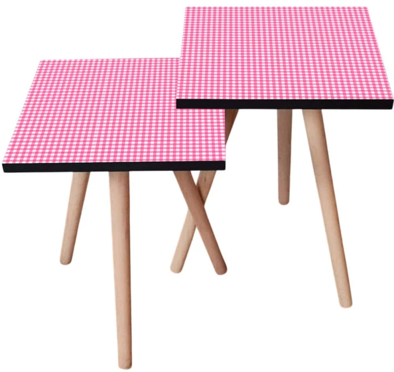 Τραπεζάκια Βοηθητικά (Σετ 2Τμχ) 481LNA2471 35x35x47/42cm Pink-White