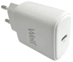Universal USB-C FastTravel Wall Charger 5VDC/3A (25W) Λευκό Well PSUP-USB-WPD2504WE-WL