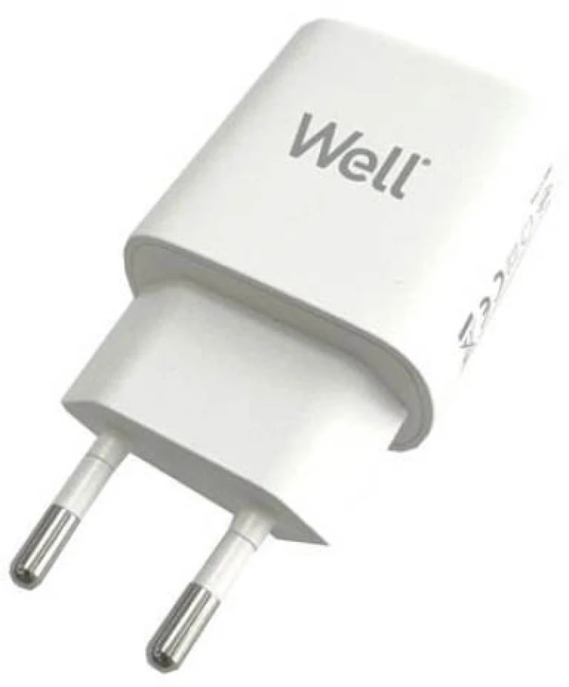 Universal USB-C FastTravel Wall Charger 5VDC/3A (25W) Λευκό Well PSUP-USB-WPD2504WE-WL