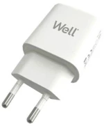 Universal USB-C FastTravel Wall Charger 5VDC/3A (25W) Λευκό Well PSUP-USB-WPD2504WE-WL