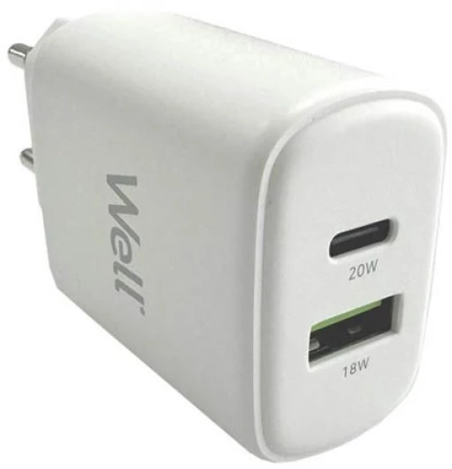 Universal Dual USB 3.0/Type C FastTravel Wall Charger QC3.0 5VDC/3A (20W) Λευκό Well PSUP-USB-WPQ200