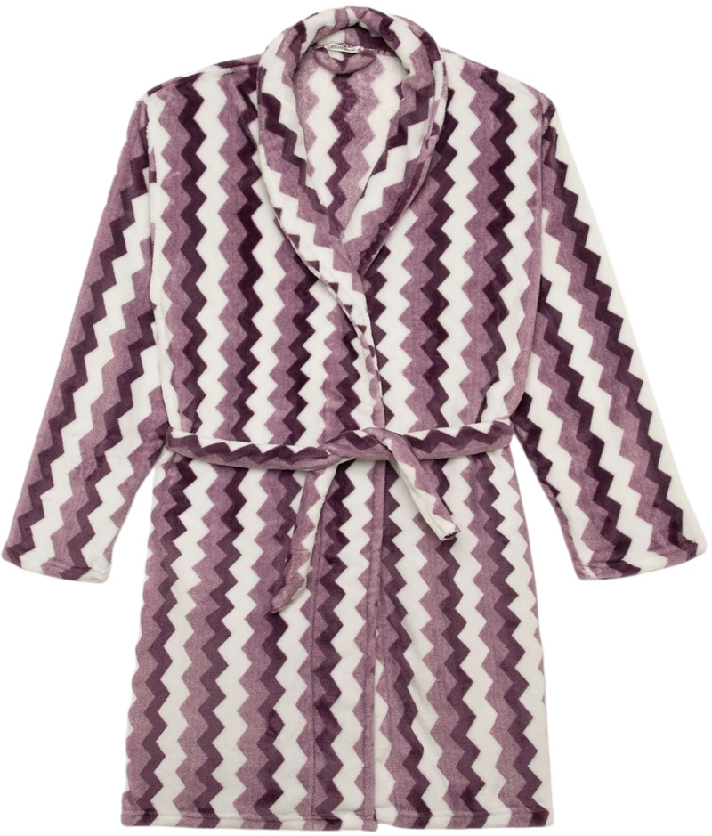 Γυναικείες Ρόμπες Minerva Fleece Zig Zag Μωβ 53082-300