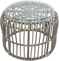 Τραπεζάκι Κήπου ArteLibre ALBIUS Γκρι Rattan/Μέταλλο/Γυαλί Φ50x35cm