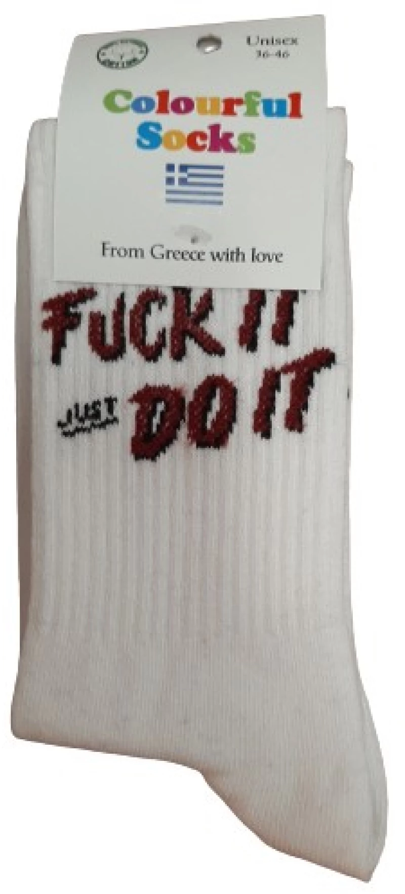 Κάλτσες με Σχέδια FUCK IT JUST DO IT unisex 144508 Λευκό