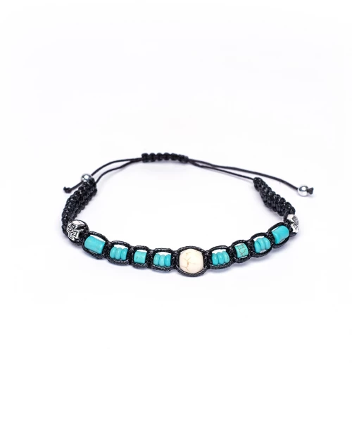 Βραχιόλι με Σταυρό και Χάντρες Μαύρο αυξομειώμενο Τ 953