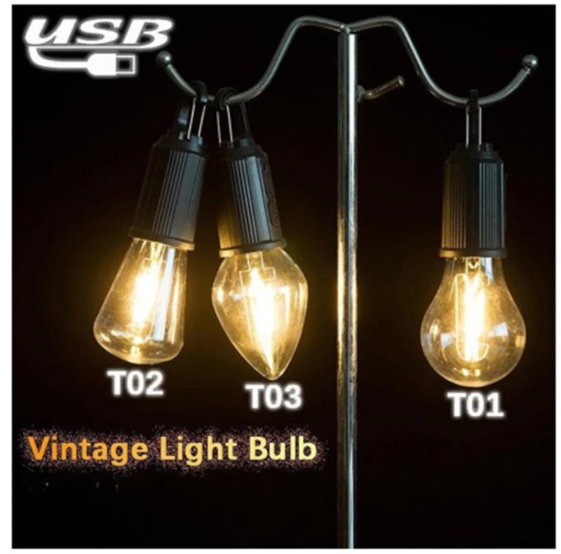 Επαναφορτιζόμενη Λάμπα LED T02 Vintage για Camping 8802