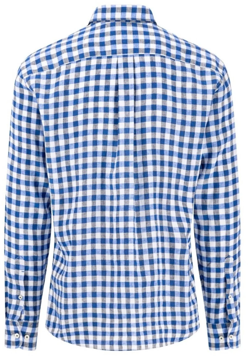 ΠΟΥΚΑΜΙΣΟ FYNCH HATTON PURE LINEN καρό 3904-66124984, Χρώμα BLUE