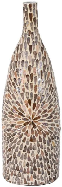 Βάζο Δαπέδου Bamboo-Κοχύλι Tear Drop Fylliana Fl241 Μπεζ-Καφέ-Λευκό Χρώμα 20x62Εκ