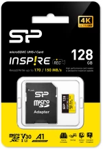 SILICON POWER κάρτα μνήμης microSDXC Inspire, 128GB, UHS-I U3 A1 V30
