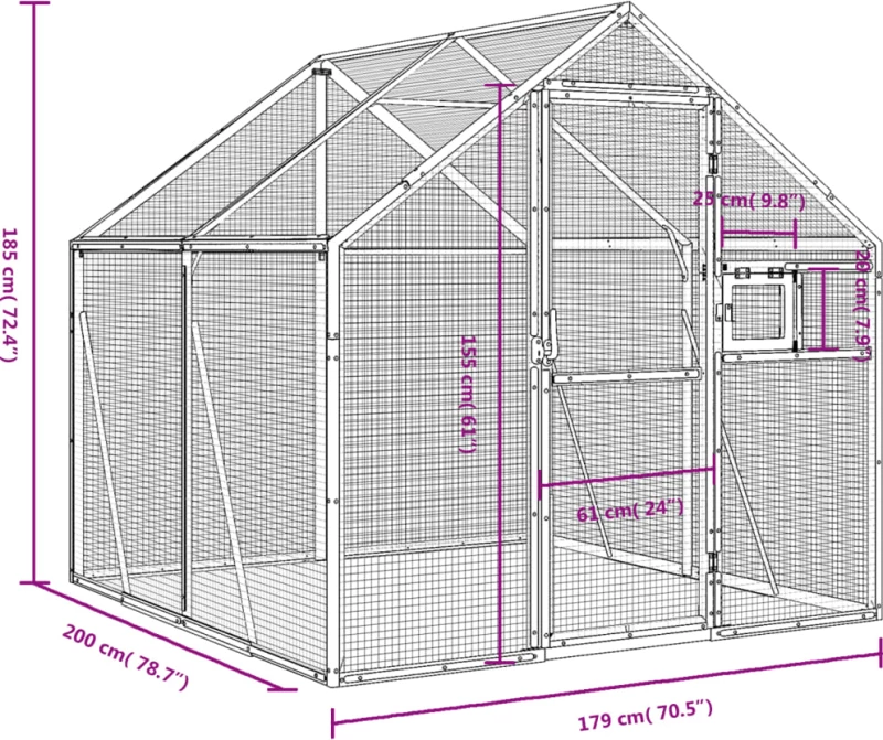 vidaXL Κλουβί Ανθρακί 1,79 x 2 x 1,85 μ. από Αλουμίνιο