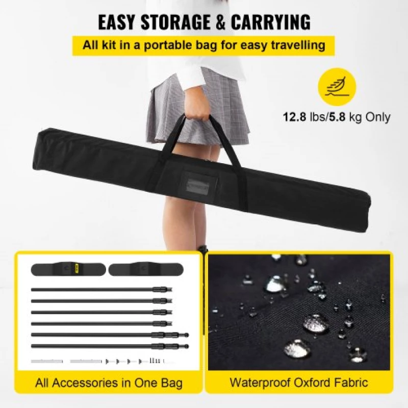 VEVOR 8FT Backdrop Banner Stand Step and Repeat Adjustable Telescopic Lightweight Trade Show Display Wall Exhibitor with Carrying Bag
