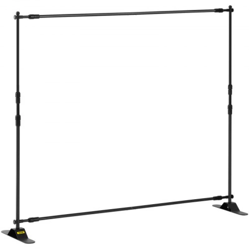 VEVOR 8FT Backdrop Banner Stand Step and Repeat Adjustable Telescopic Lightweight Trade Show Display Wall Exhibitor with Carrying Bag